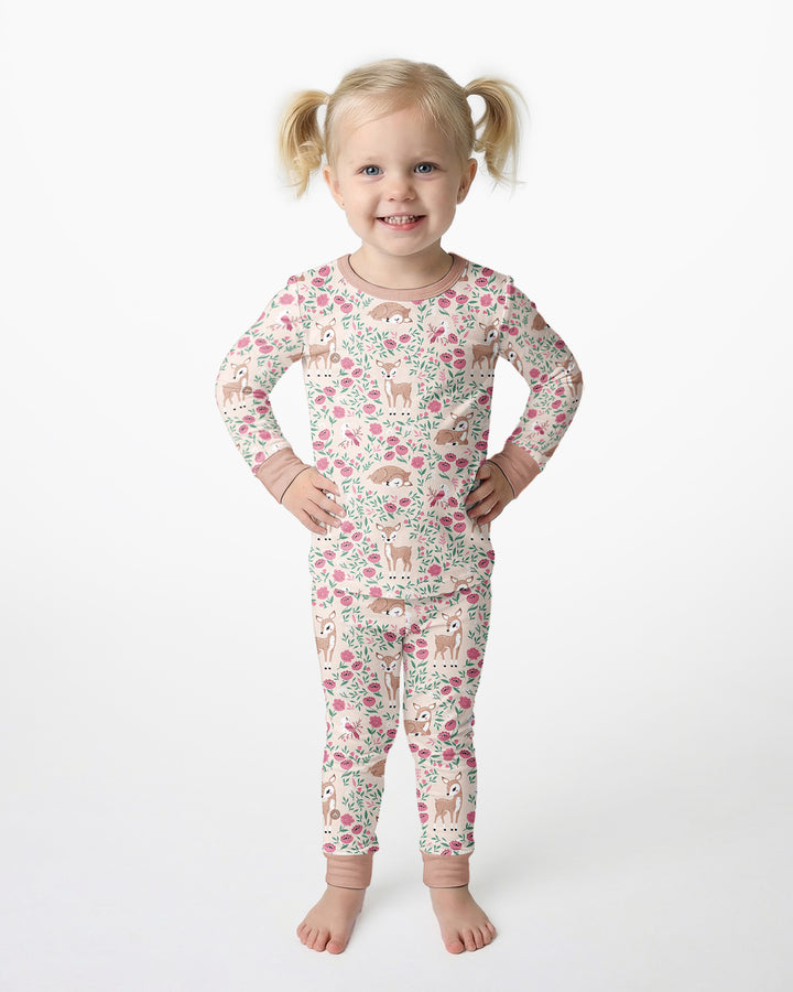Little Deer Meadow Bamboo Two Piece Long Sleeve Pajama Set