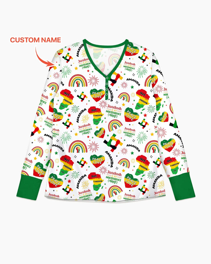 Custom Name Juneteenth Is My Independence Day Bamboo Women Pajama Set
