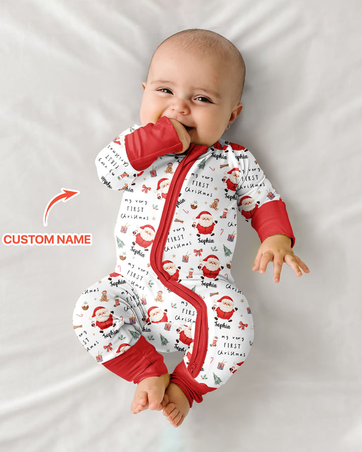 Custom Name My Very First Christmas Santa  Bamboo Convertible Zippy
