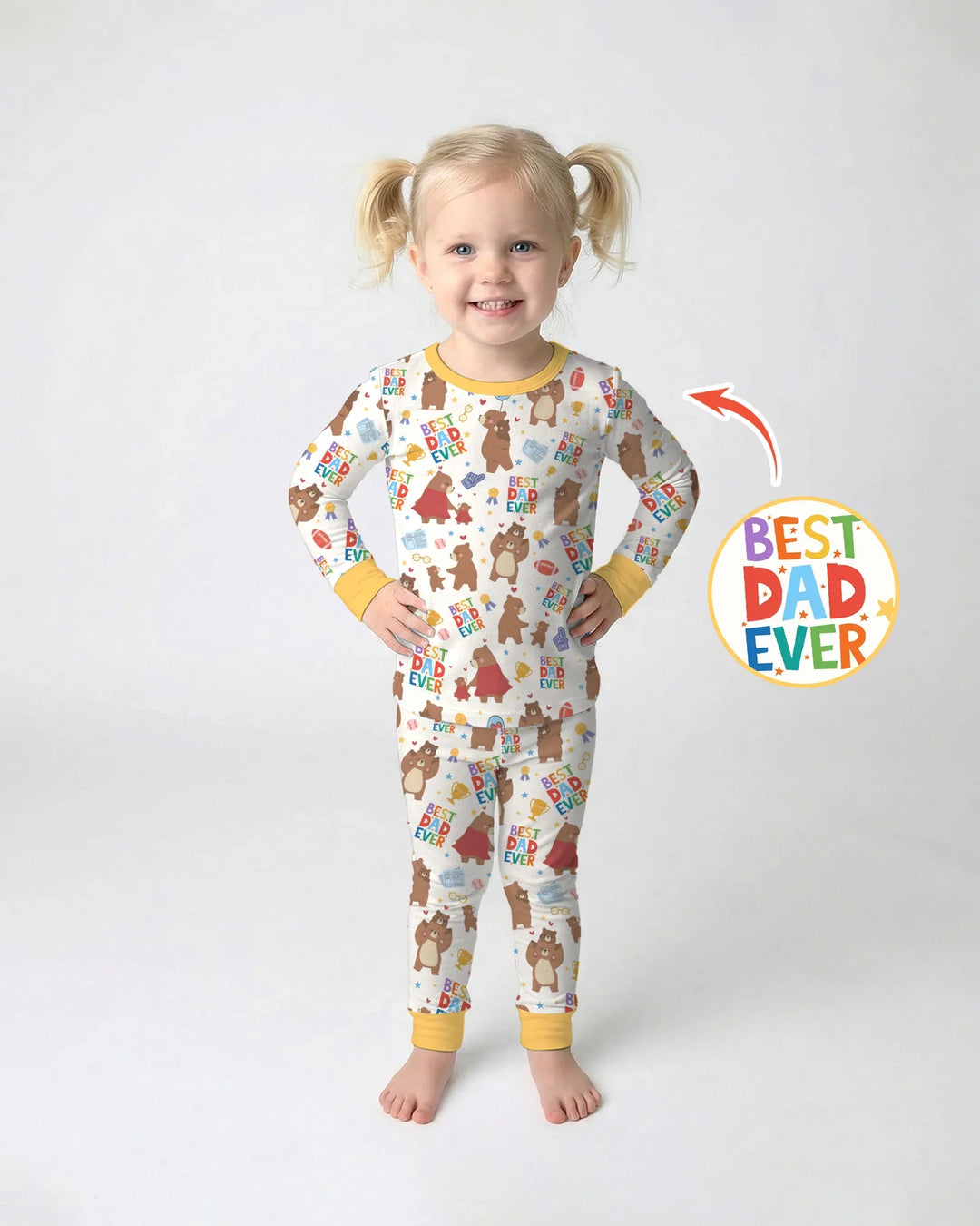 Best Daddy Bear Ever Family Matching Bamboo Two Piece Long Sleeve Pajama Set