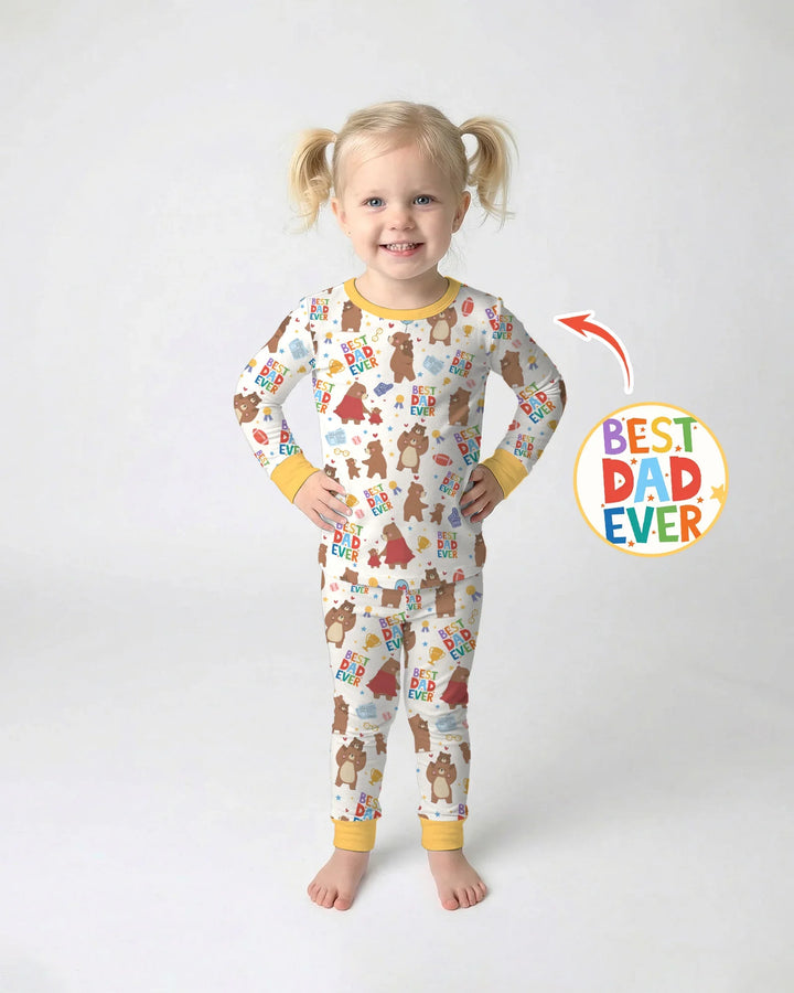 Best Daddy Bear Ever Family Matching Bamboo Two Piece Long Sleeve Pajama Set