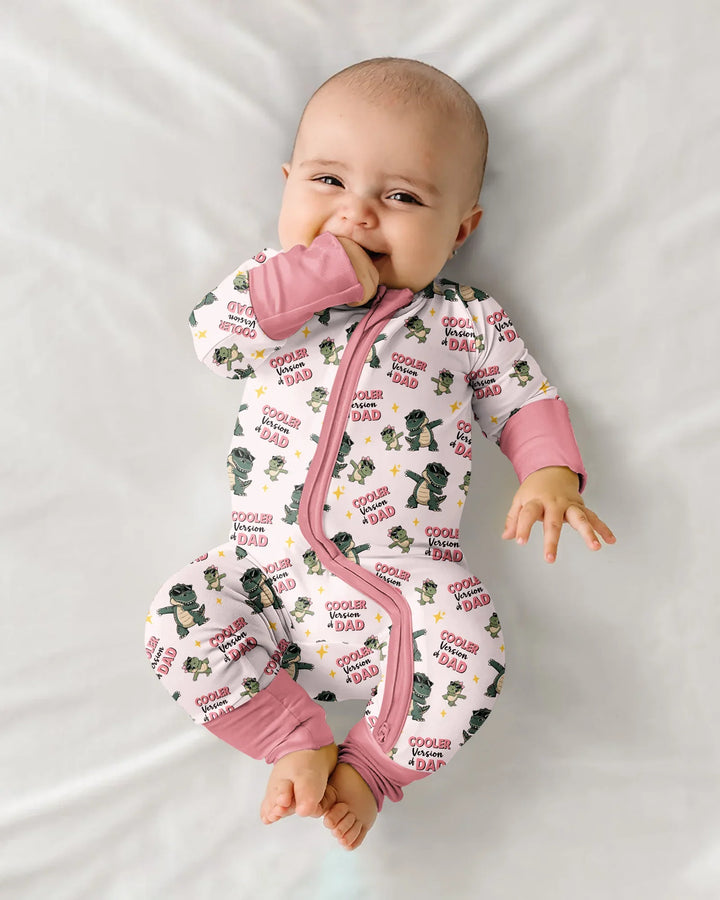Divertido pijama de bambú convertible con cremallera de dinosaurio para papá e hijo a juego