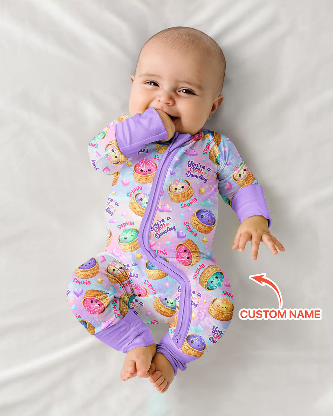 Custom Name You're A Glitter Dumpling Bamboo Convertible Zippy