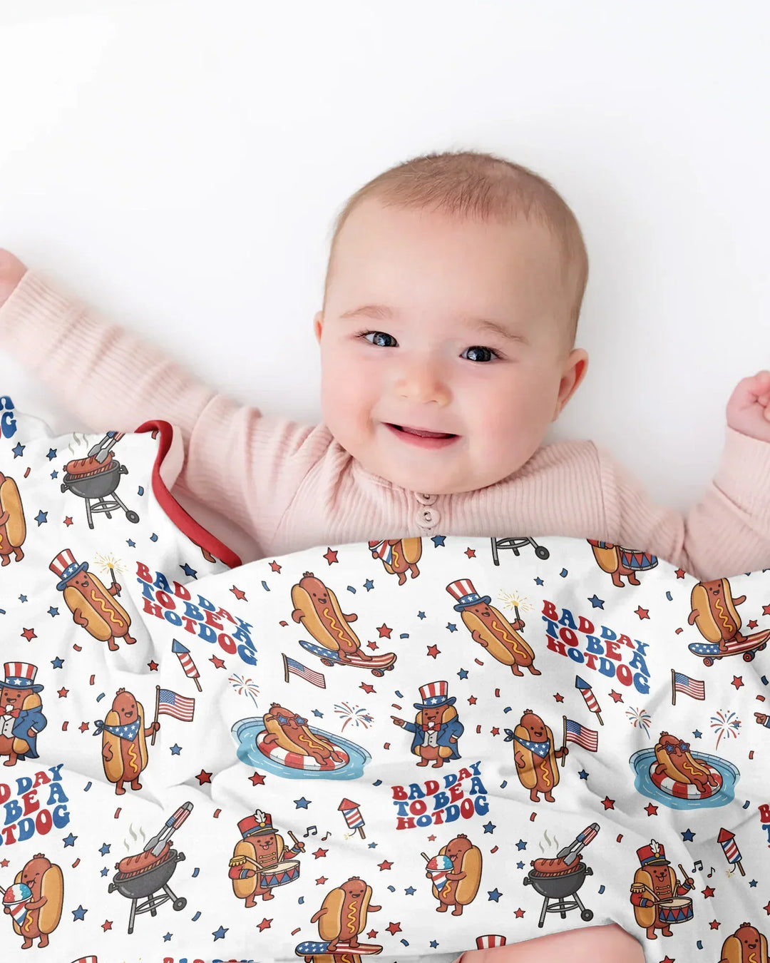 Hot Dog Patriotic Bamboo Blanket