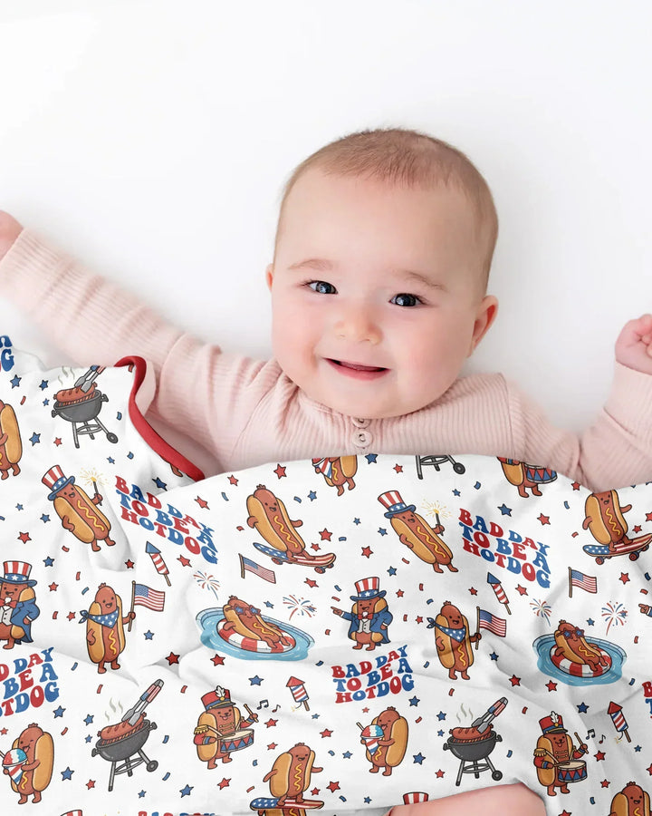 Hot Dog Patriotic Bamboo Blanket