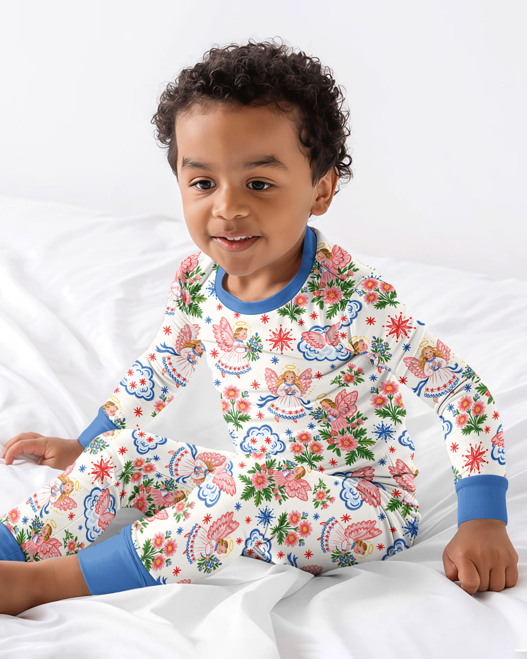 Angel Christmas Bamboo Two Piece Long Sleeve Pajama Set