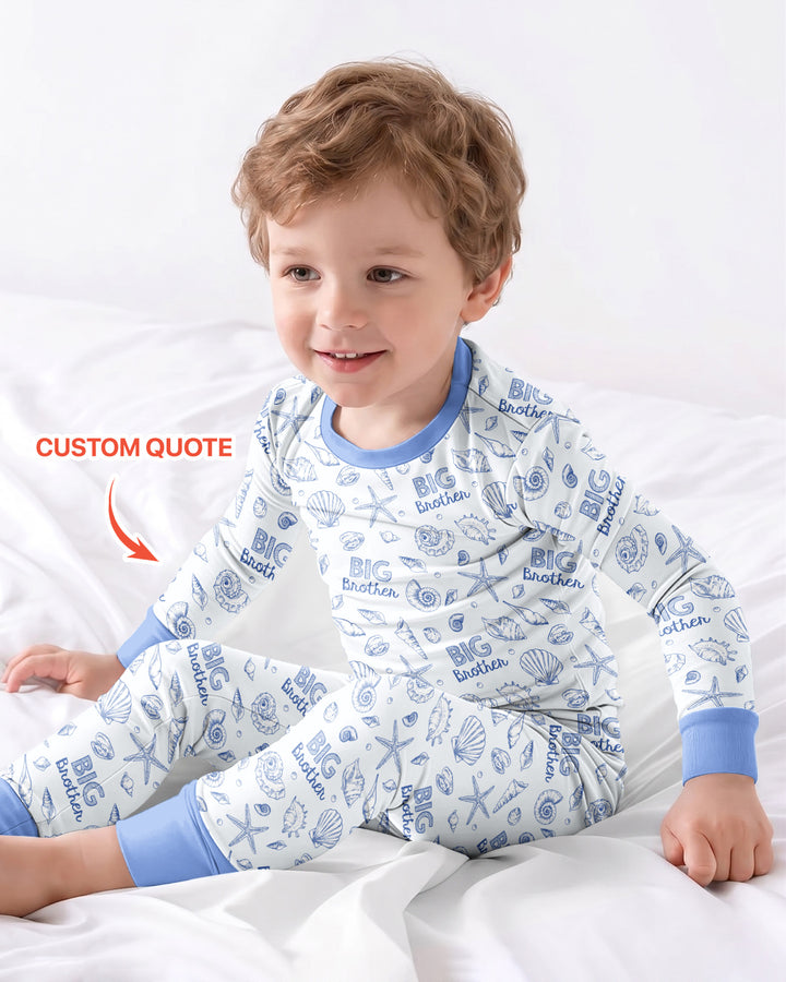 Coquette Seashell Matching Sibling Bamboo Two Piece Long Sleeve Pajama Set