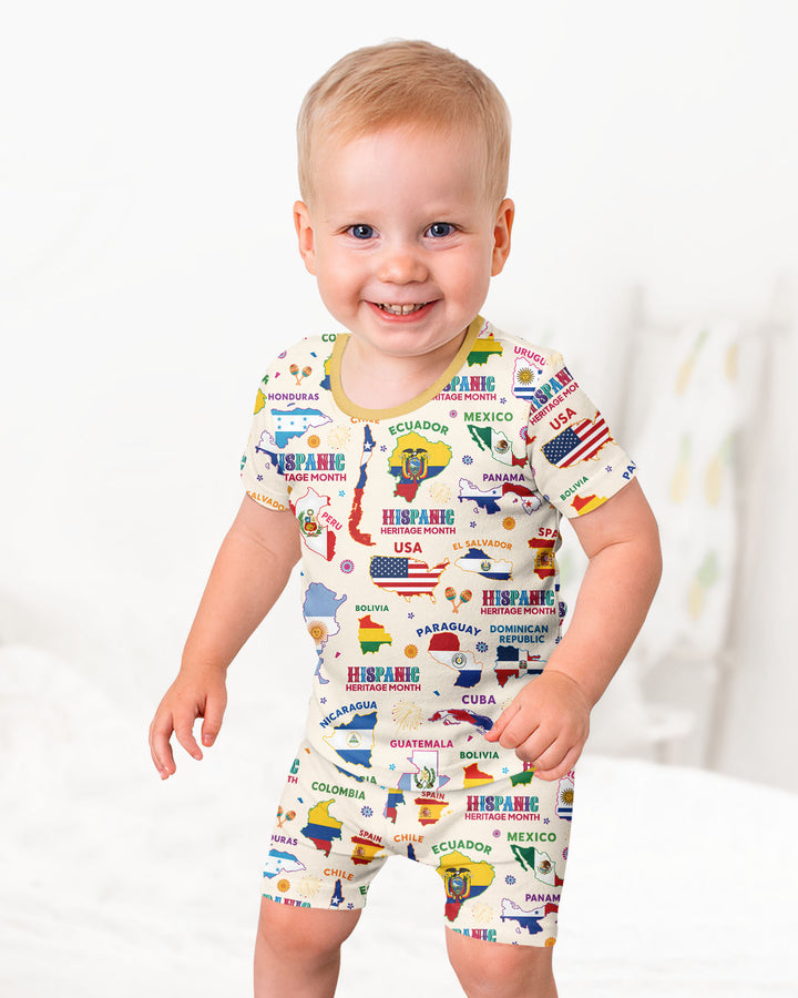 Hispanic Heritage Month Country Flags Bamboo Two Piece Short Sleeve Shorts Pajama Set