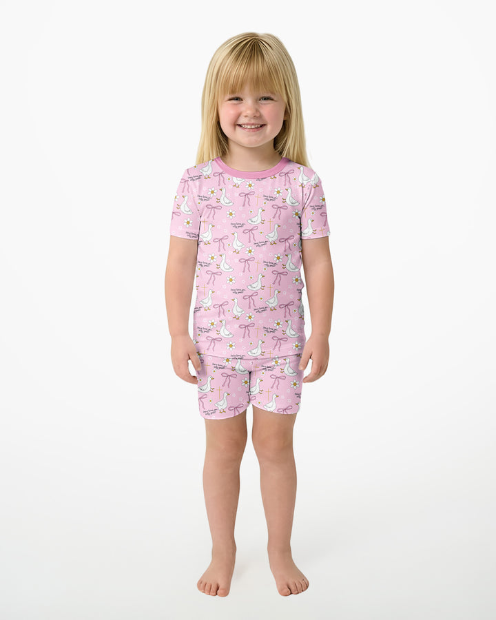 Conjunto de Pijama de Dos Piezas de Bambú con Mangas Cortas y Pantalones Cortos