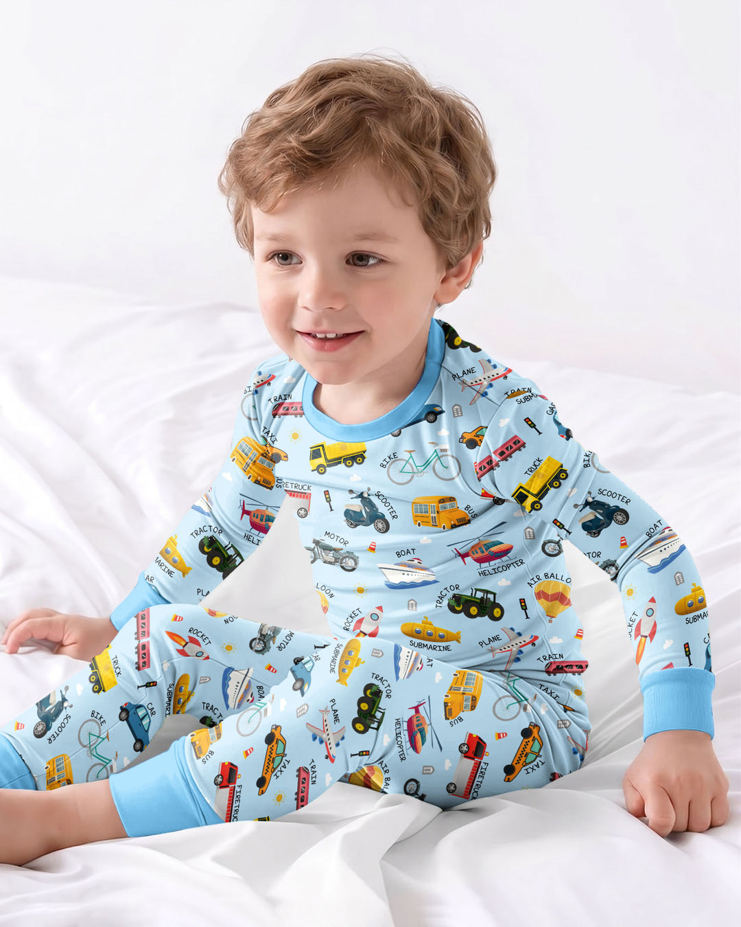 Vehicle Vocabulary Bamboo Two Piece Long Sleeve Pajama Set