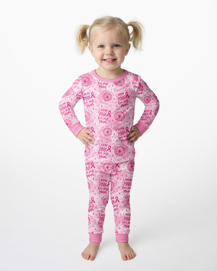 I Wear Pink For My Mom Bamboo Two Piece Long Sleeve Pajama Set