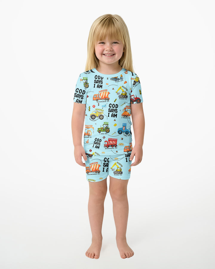 Dios Dice Soy Niño Bambú Conjunto de Pijama de Dos Piezas de Manga Corta y Pantalón Corto