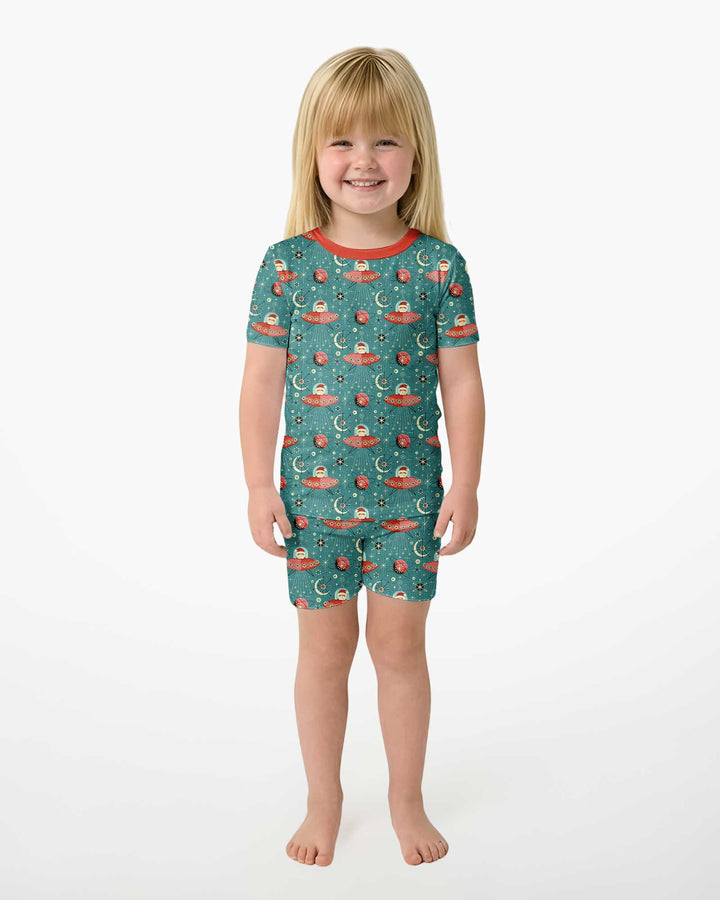 Atomic Santas in Space Bamboo Two Piece Short Sleeve Shorts Pajama Set