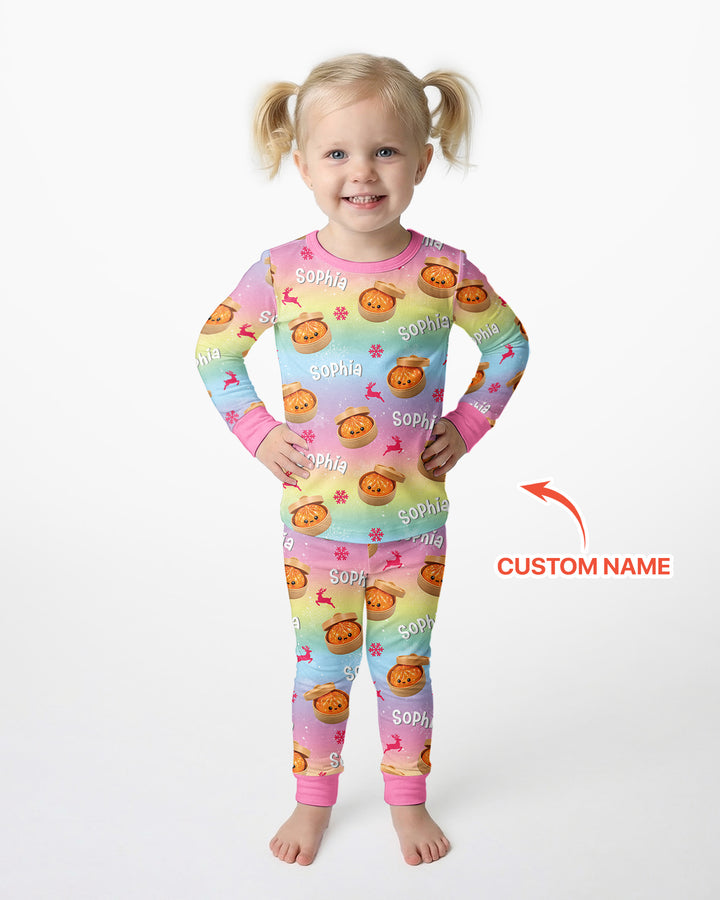 Christmas Cutie Dumpling Bamboo Two Piece Long Sleeve Pajama Set