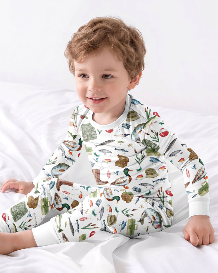 Daddy's Fishing Buddy Daddy& Me Matching Bamboo Two Piece Long Sleeve Pajama Set