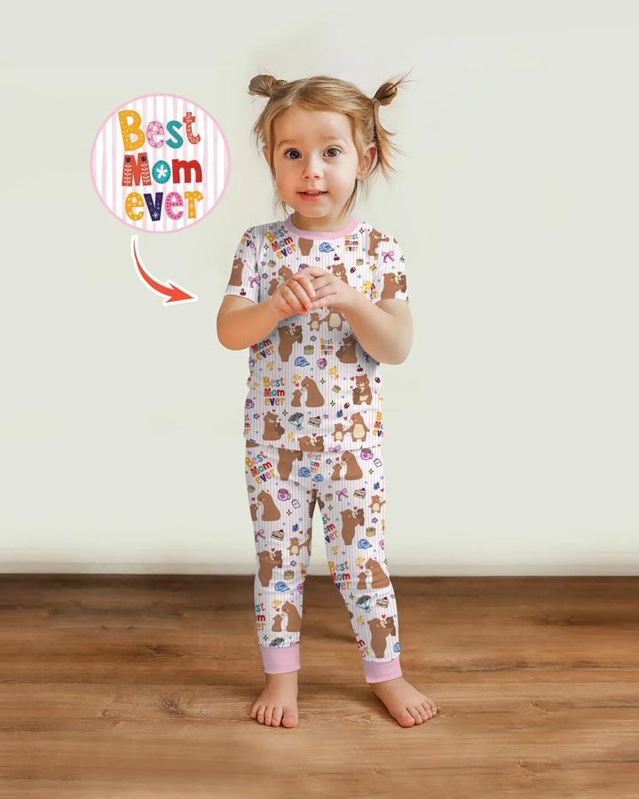 Best Mama Bear Ever Family Matching Bamboo Two Piece Short Sleeve Pajama Set