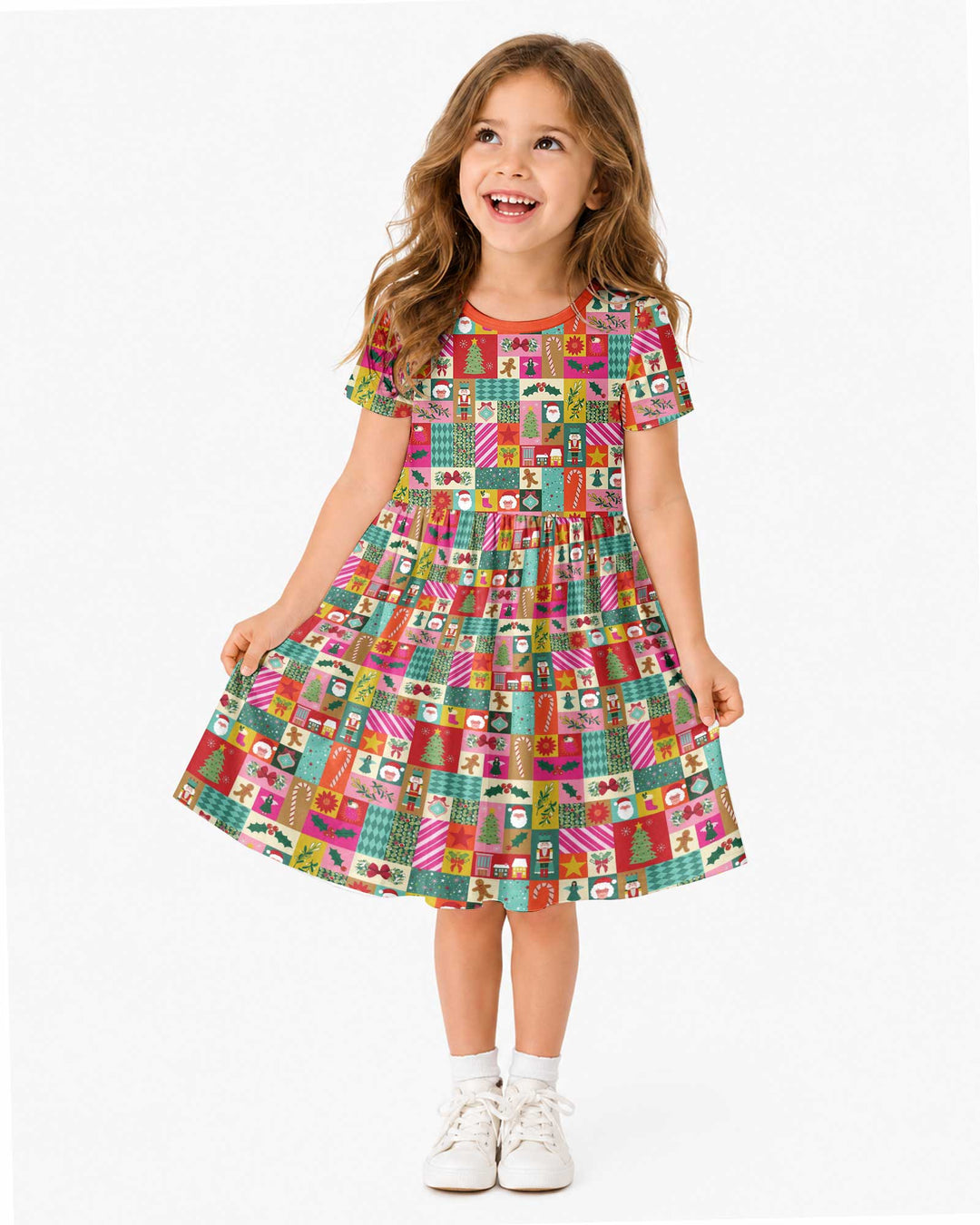 Maximalist Christmas Collage Bamboo Twirl Dress
