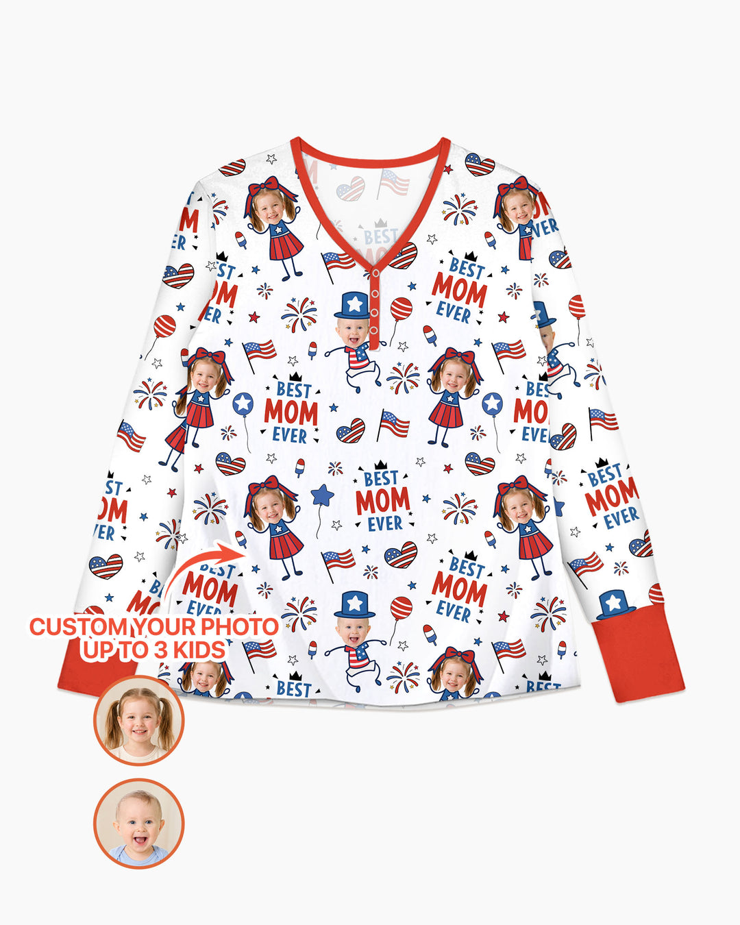 Custom Photo Best Patriotic Family Ever Bamboo Women Pajama Set