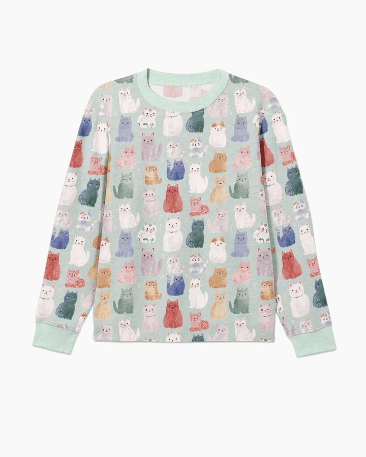 Enchanted Happy Kitty Family Matching Bamboo Men's Pajama Set
