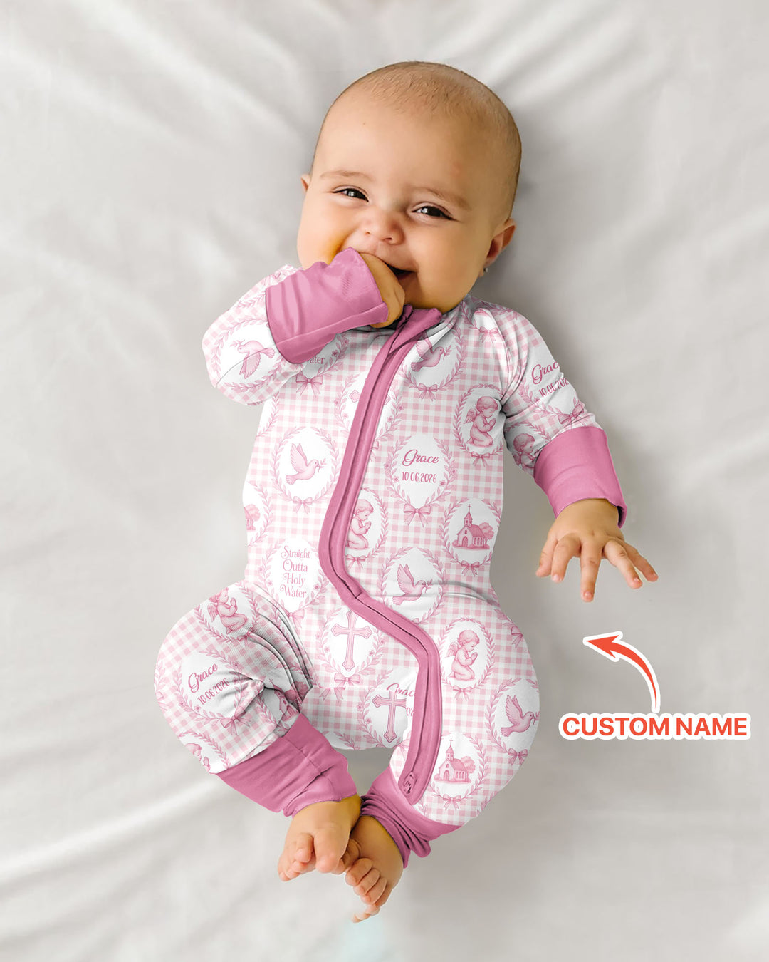 Custom Name Baptism Straight Outta Holy Water Bamboo Convertible Zippy