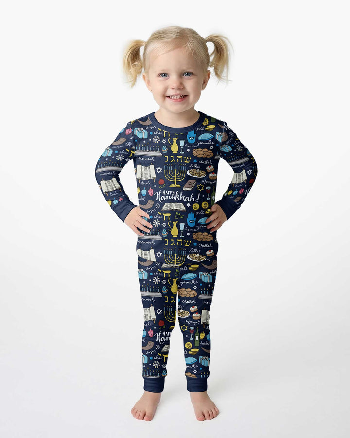 Happy Hanukkah 2026 Bamboo Two Piece Long Sleeve Pajama Set