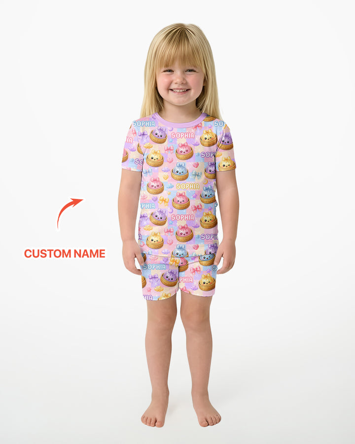 Conjunto de Pijama de Dos Piezas de Bambú con Mangas Cortas y Pantalones Cortos