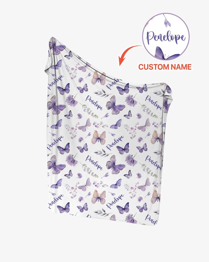 Custom Name Lilac Bloom swaddle blanket