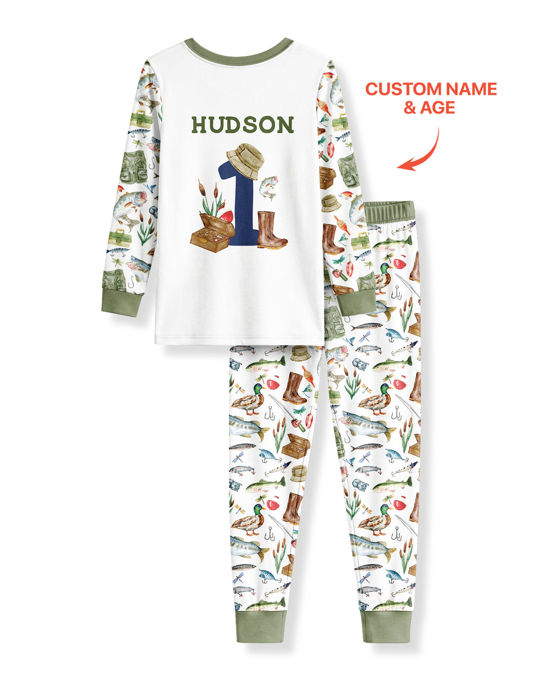 O-Fish-Ally Birthday – Personalized Name & Age Bamboo Two Piece Long Sleeve Pajama Set