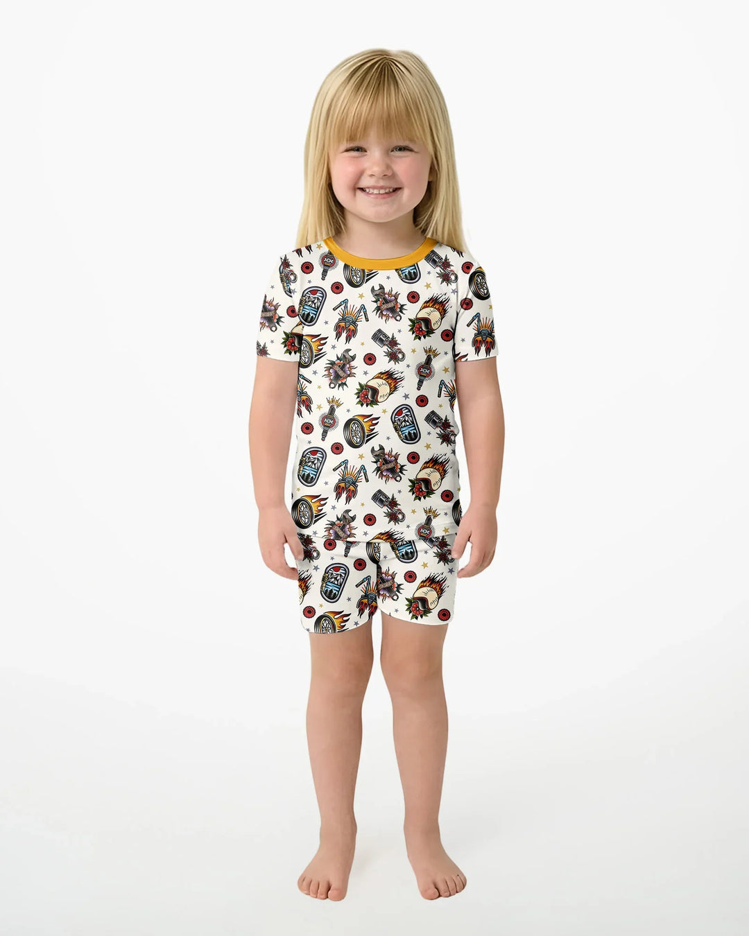 Born to Ride Together Family Matching Bamboo Two Piece Short Sleeve Shorts Pajama Set