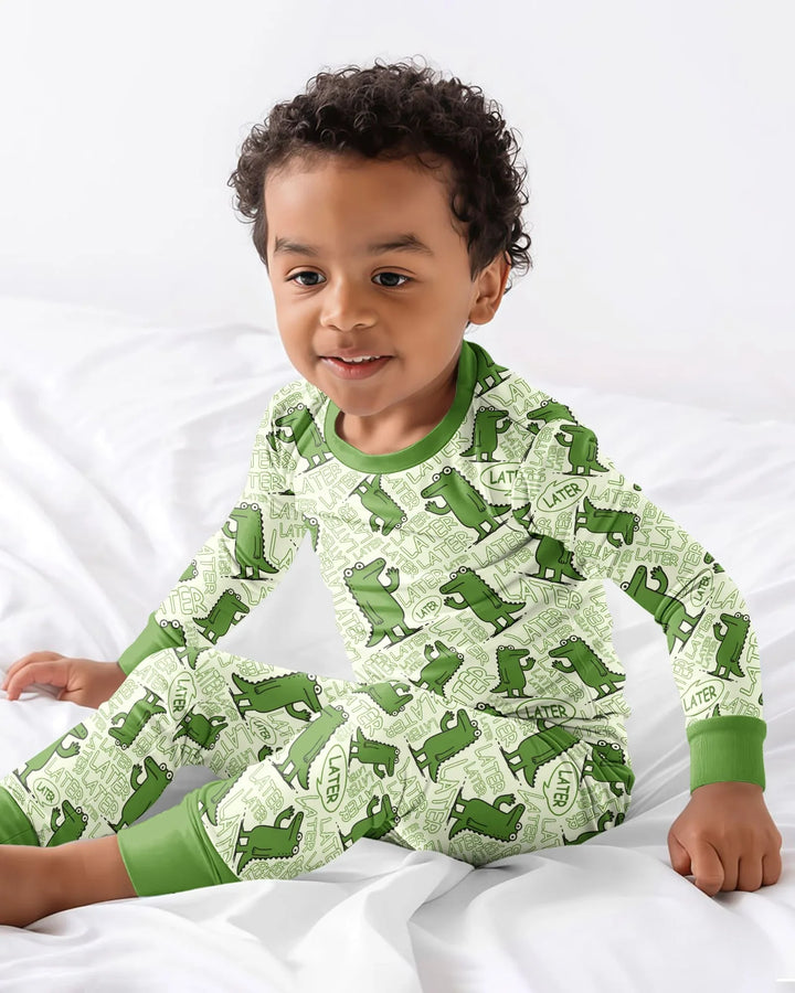 See you later, alligator! Bamboo Two Piece Long Sleeve Pajama Set