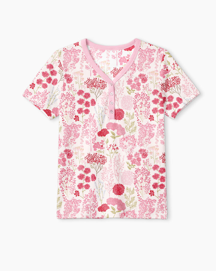Blushing Wildflowers Bamboo Women Short Sleeve Short Pajama Set