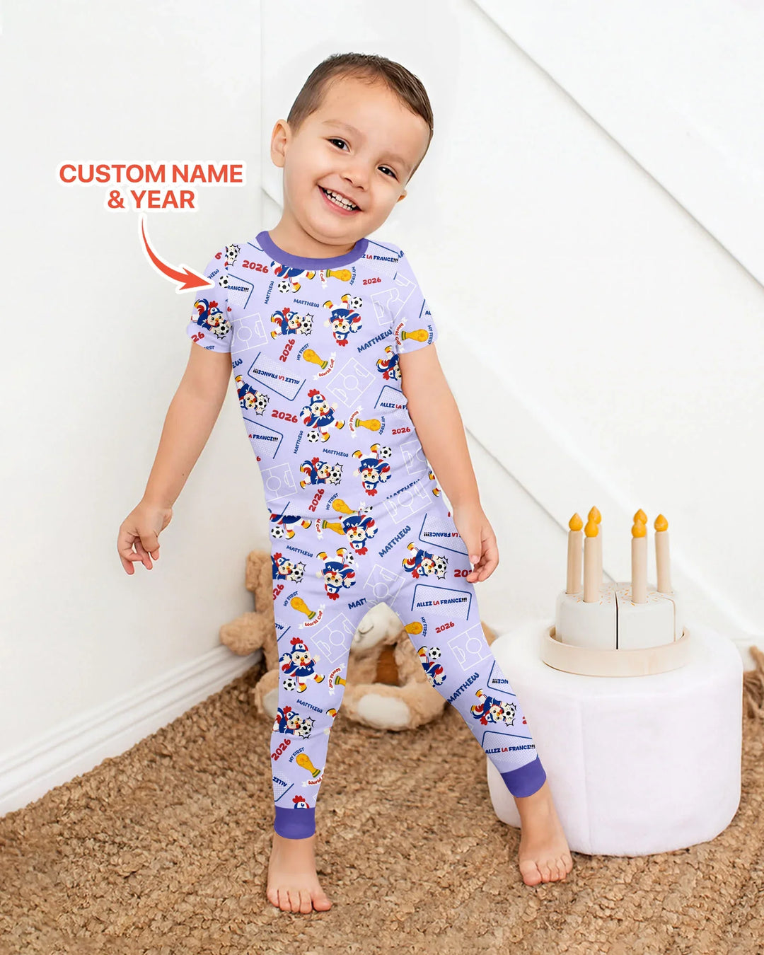 Conjunto de pijama de dos piezas de bambú de manga corta, plantilla personalizada