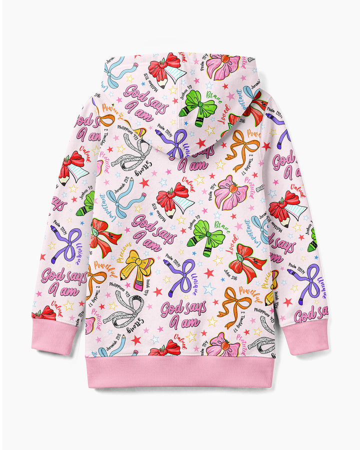 Pencil Bows God Says I Am Bamboo Zip Hoodie