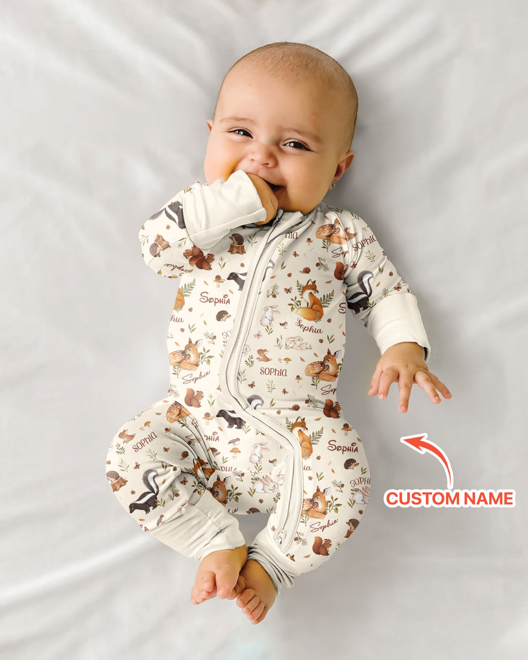 Custom Name Woodland Friends Bamboo Convertible Zippy