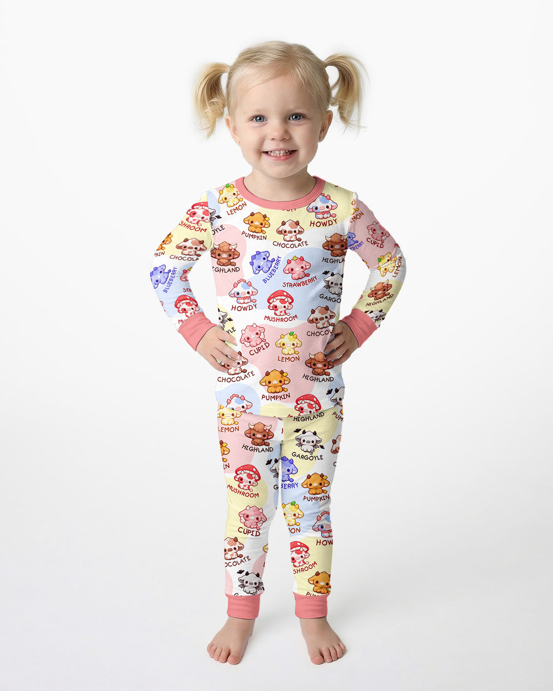 Kawaii Cow Bamboo Two Piece Long Sleeve Pajama Set