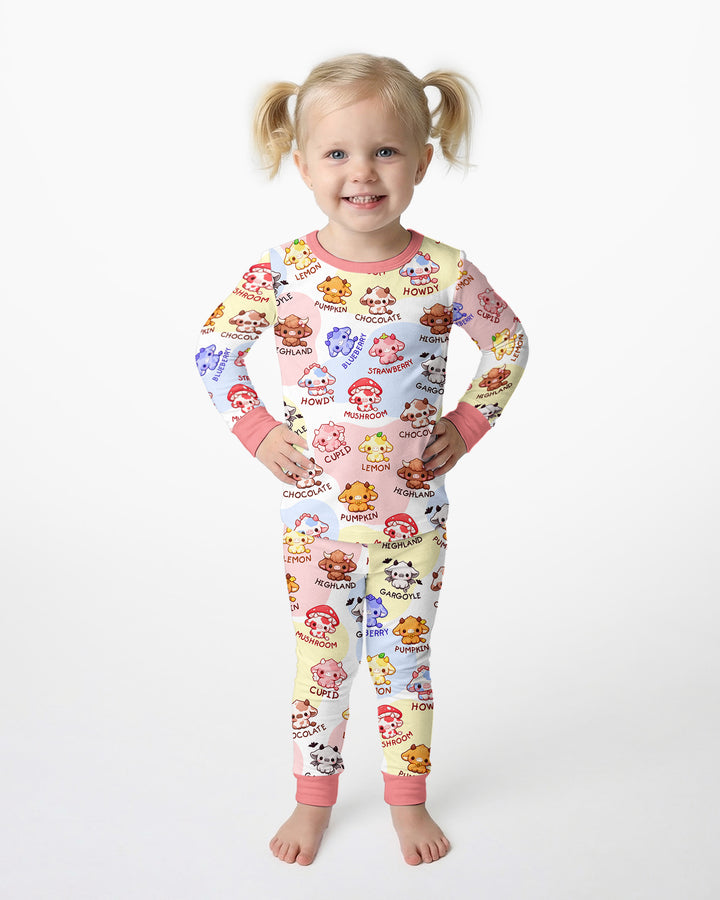 Kawaii Cow Bamboo Two Piece Long Sleeve Pajama Set