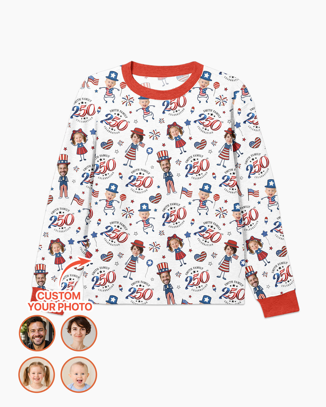 Custom Photo Smith Family Celebration Bamboo Men's Pajama Set