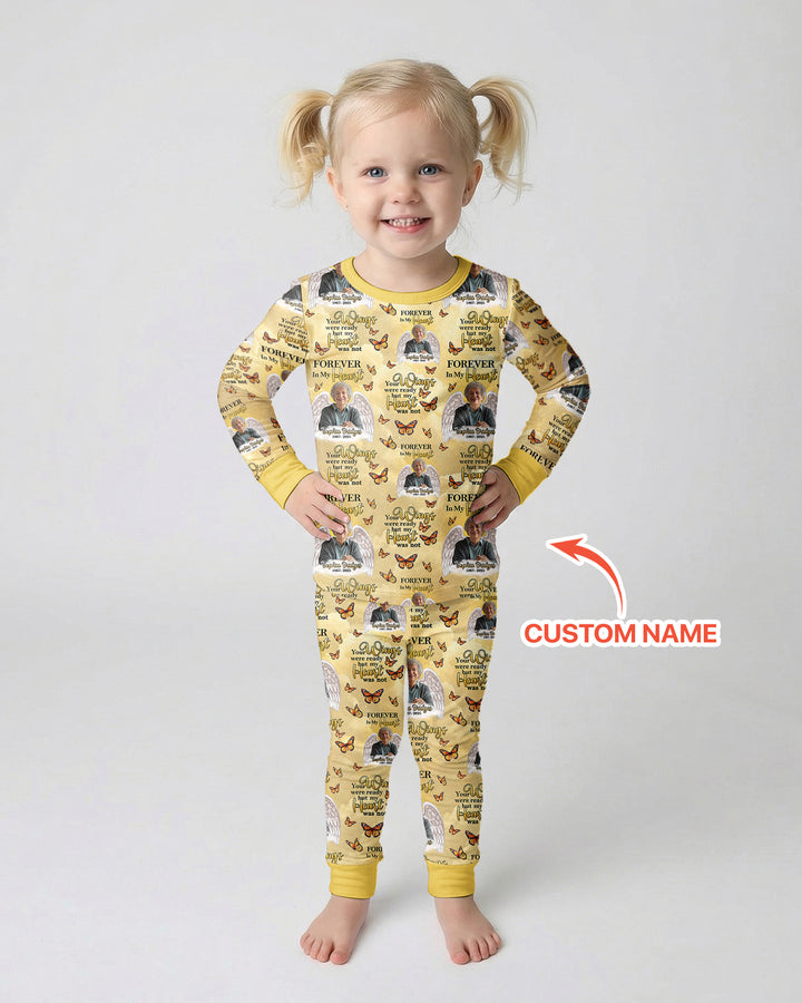 Custom Photo Forever In My Heart Family Matching Bamboo Two Piece Long Sleeve Pajama Set