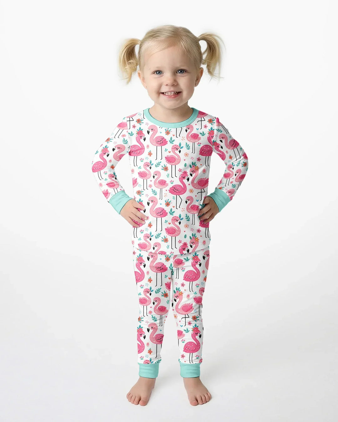 Hello Flamigo Bamboo Two Piece Long Sleeve Pajama Set