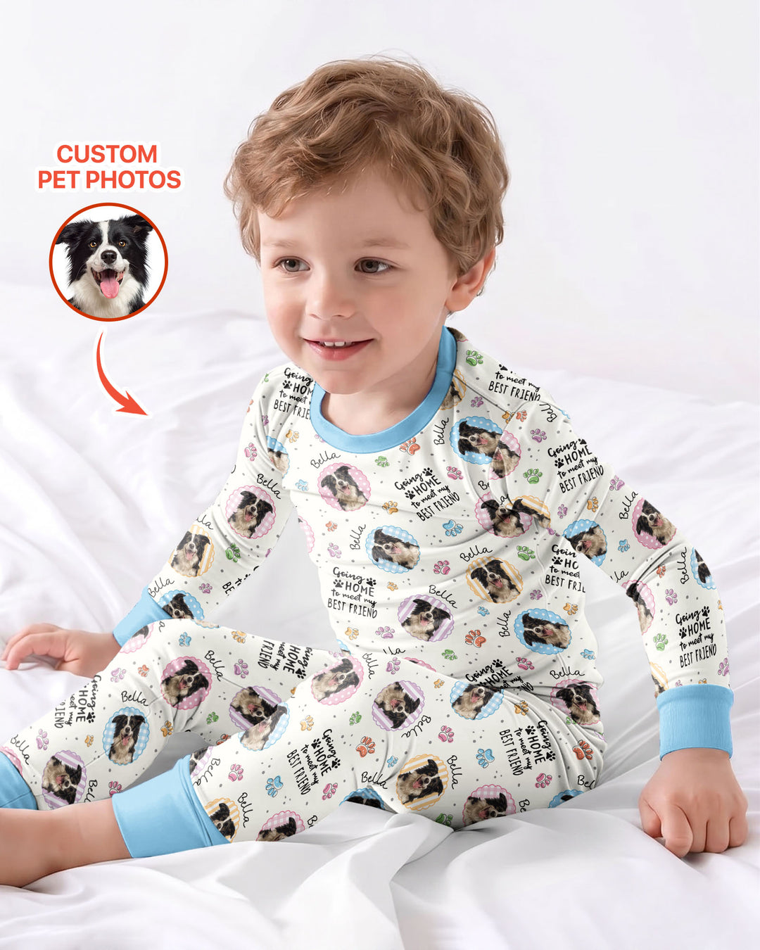 Custom Pet Photo My First Best Friend Bamboo Two Piece Long Sleeve Pajama Set