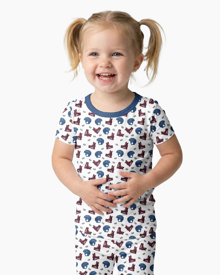 Hockey - Pucks & Gear Bamboo Two Piece Short Sleeve Pajama Set