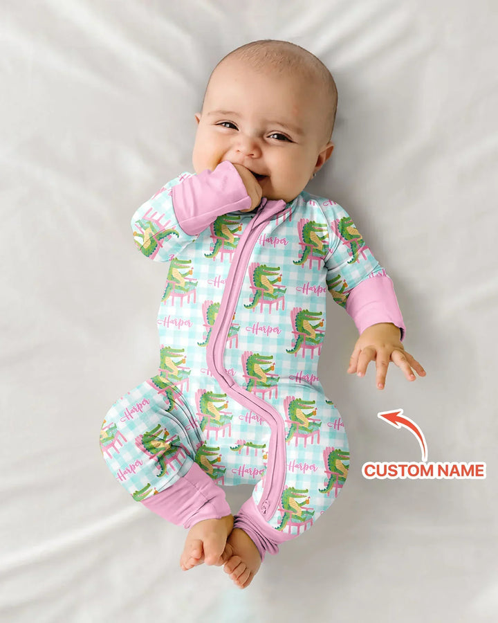 Custom Name Preppy Later Gator Bamboo Convertible Zippy