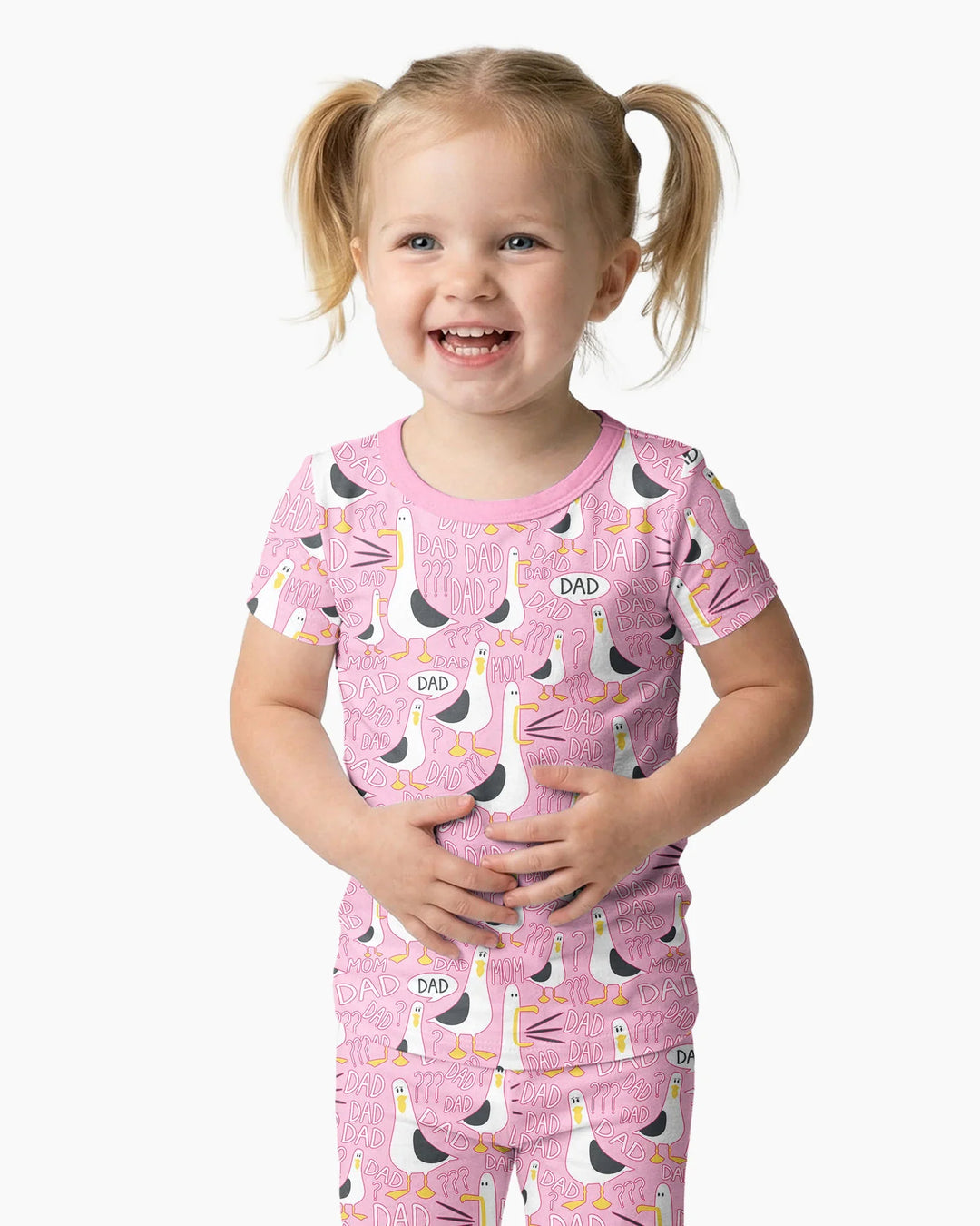 Conjunto de Pijama de Manga Corta de Bambú de Dos Piezas con Gaviota Divertida para PAPÁ