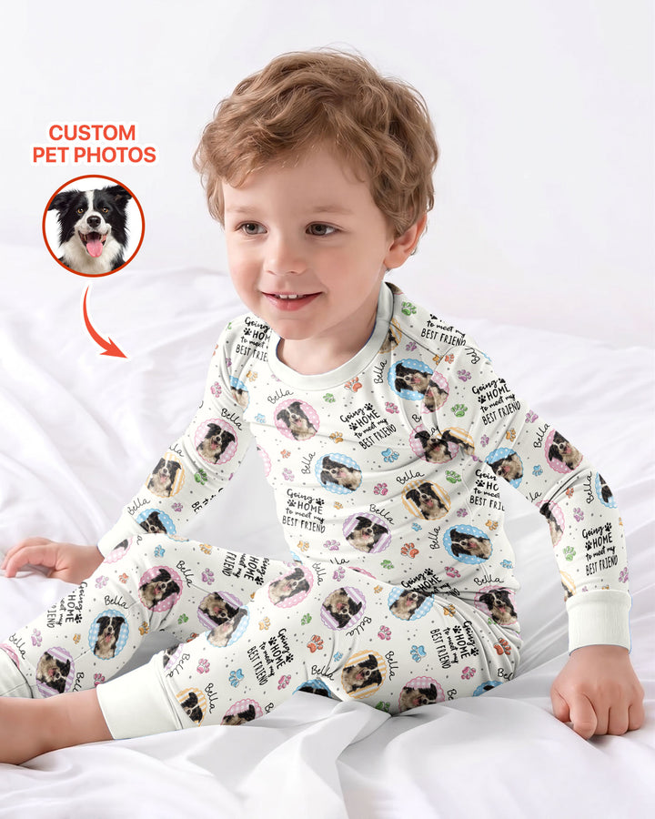 Custom Pet Photo My First Best Friend Bamboo Two Piece Long Sleeve Pajama Set