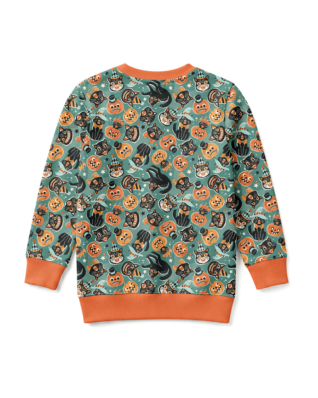 Retro Black Cat Witch Pumpkin Halloween Bamboo Crewneck Sweatshirt