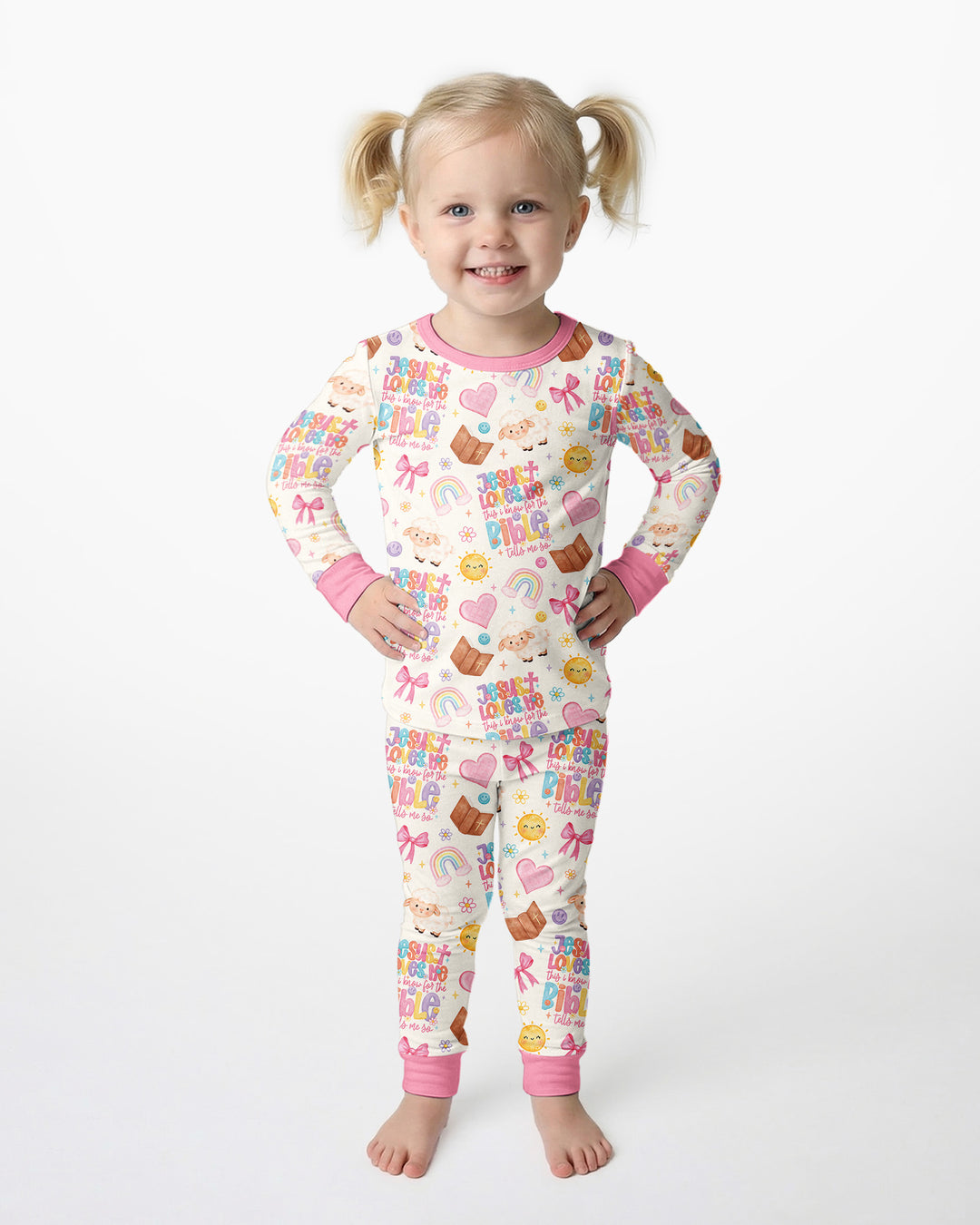 Jesus Loves Me This I Know Bamboo Two Piece Long Sleeve Pajama Set