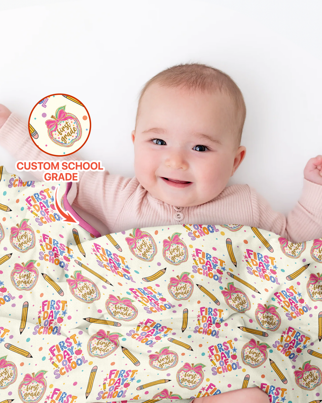 Custom School Grade First Day Cutie Bamboo Blanket