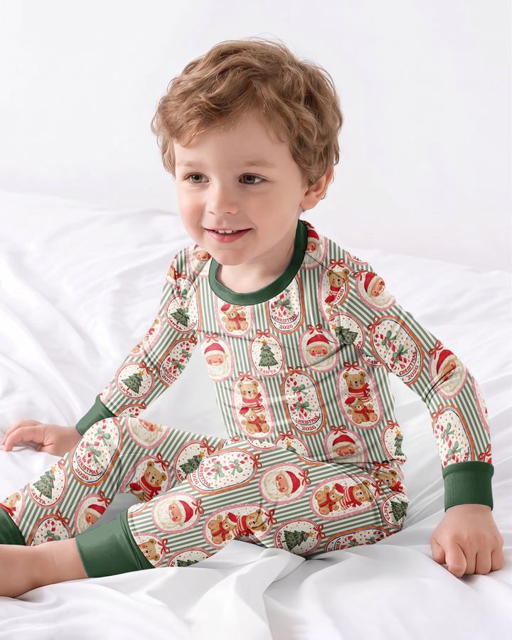 Teddy Bear Christmas Bamboo Two Piece Long Sleeve Pajama Set