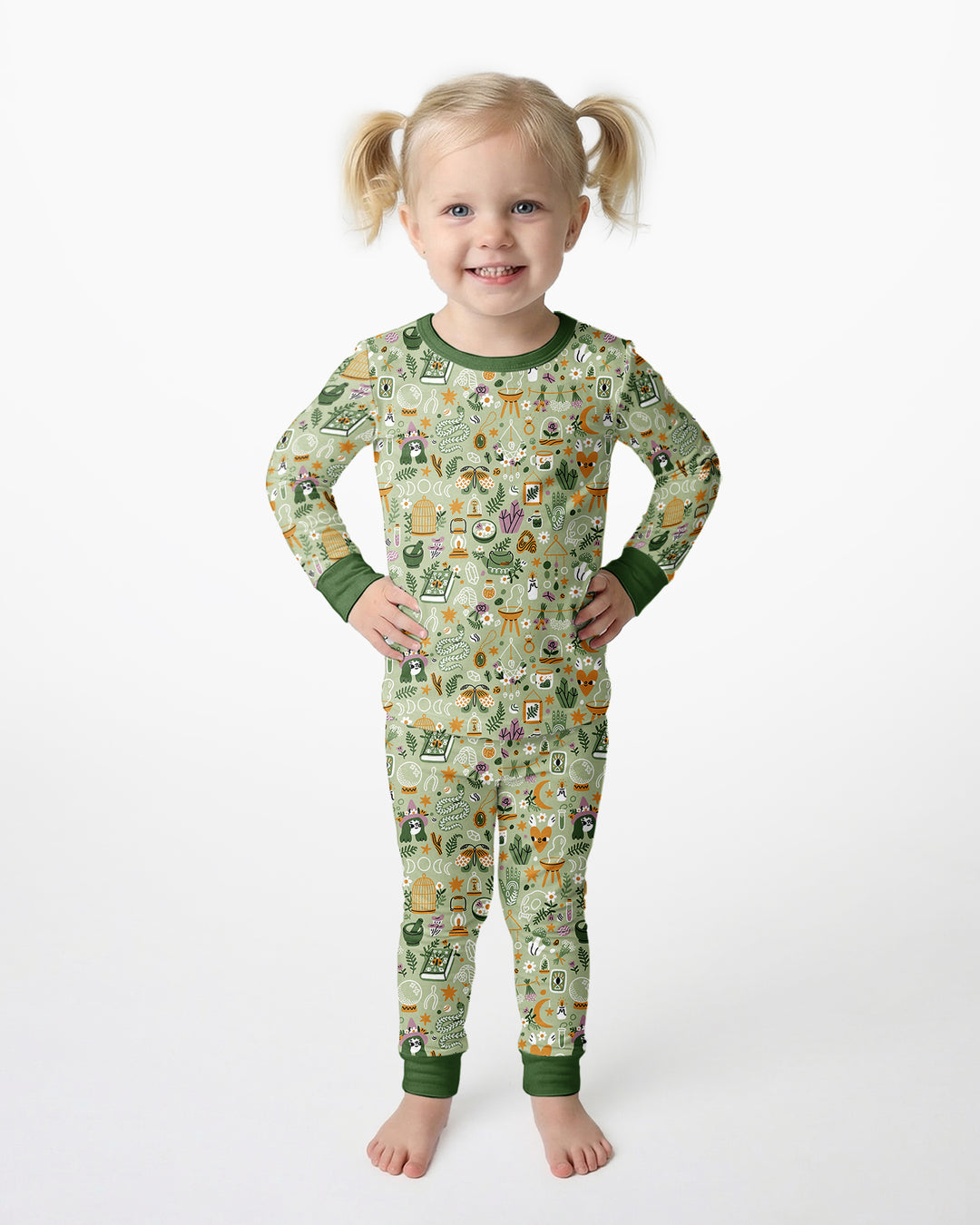 Boho Witchy Celestial Magic Floral Bamboo Two Piece Long Sleeve Pajama Set