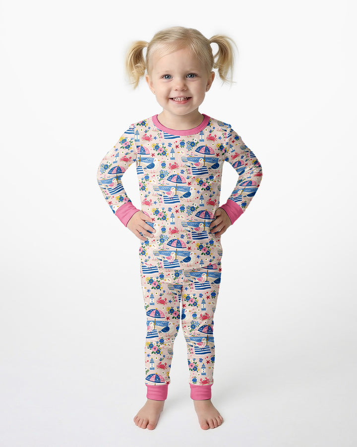A Day At The Shore Bamboo Two Piece Long Sleeve Pajama Set